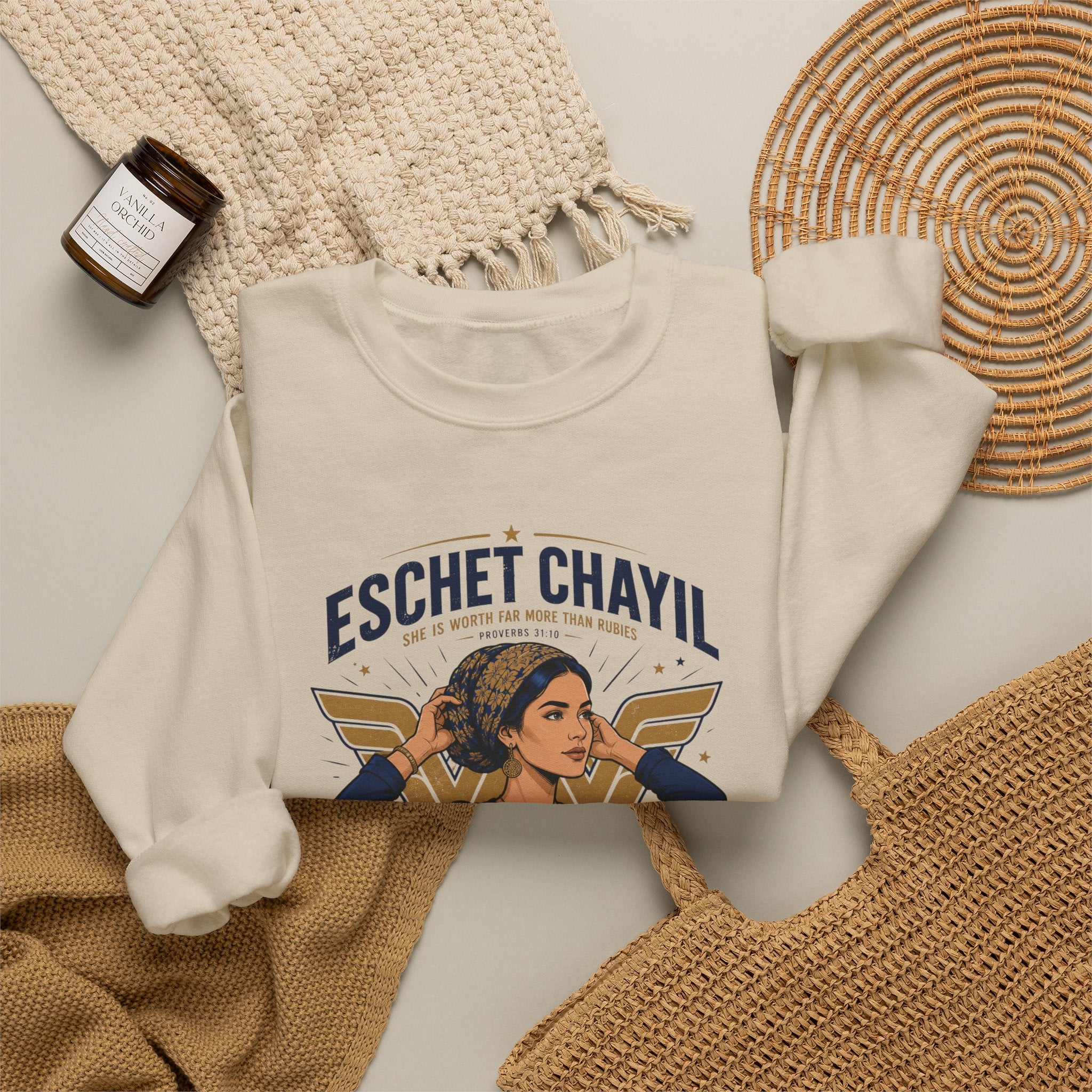 Eschet Chayil Sweatshirt – Jewish Gift for Women | Strength Wisdom Dignity