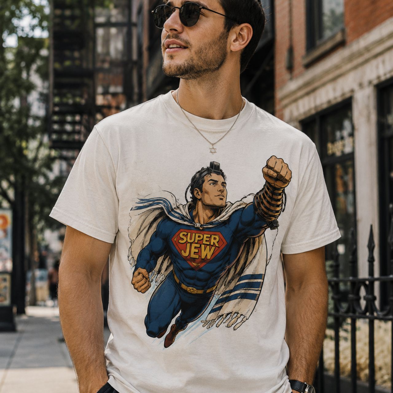 Super Jew Graphic Tee — Jewish Humor & Pride T-Shirt