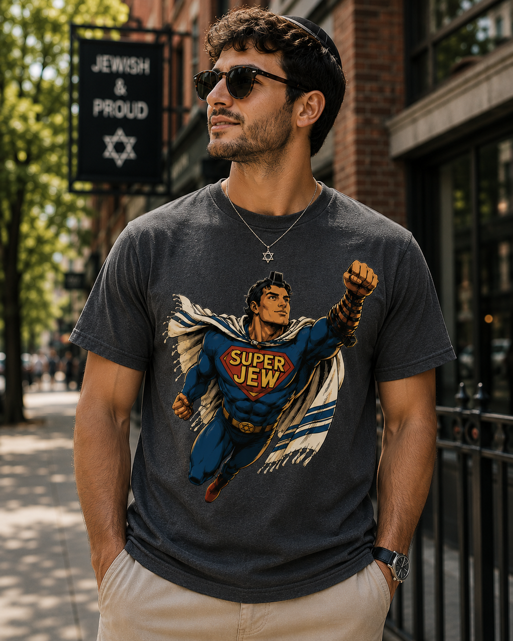 Super Jew Graphic Tee — Jewish Humor & Pride T-Shirt