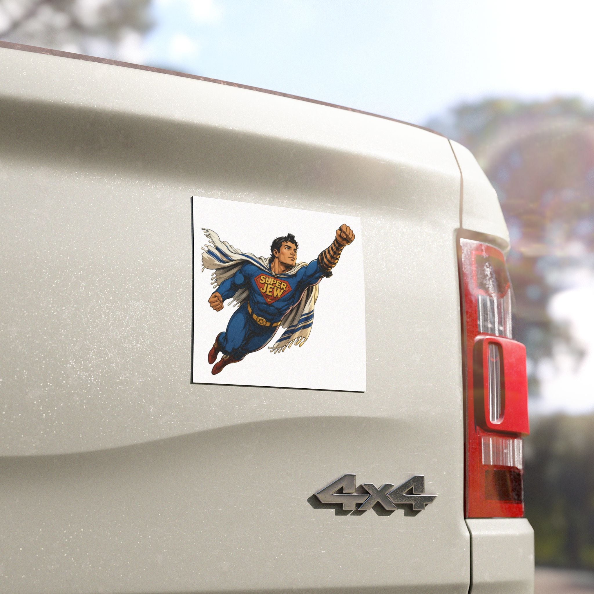 Super Jew Car Magnet — Jewish Pride Superhero Design